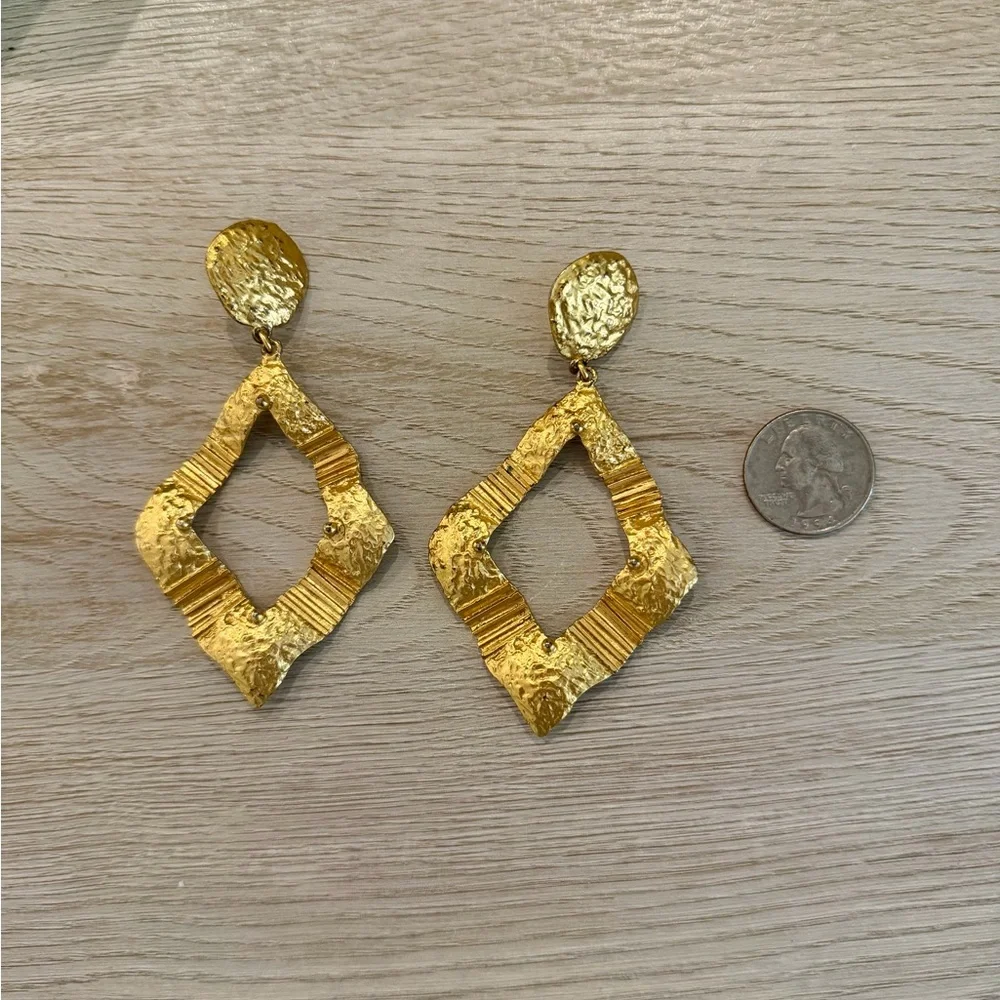 Three Satin Scarves / Zara Gold Textured Earrings - Picture 4 of 4